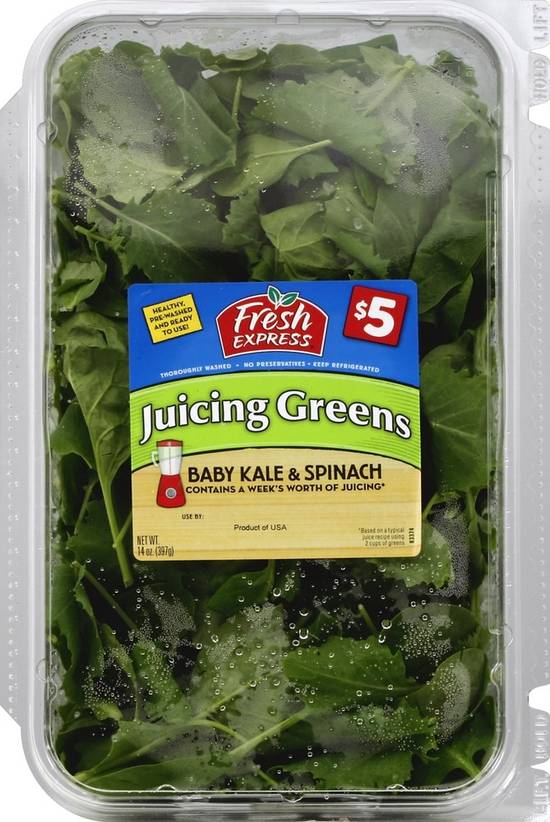 Order Fresh Express · Juicing Greens Baby Kale & Spinach (14 oz) food online from Albertsons store, El Cajon on bringmethat.com