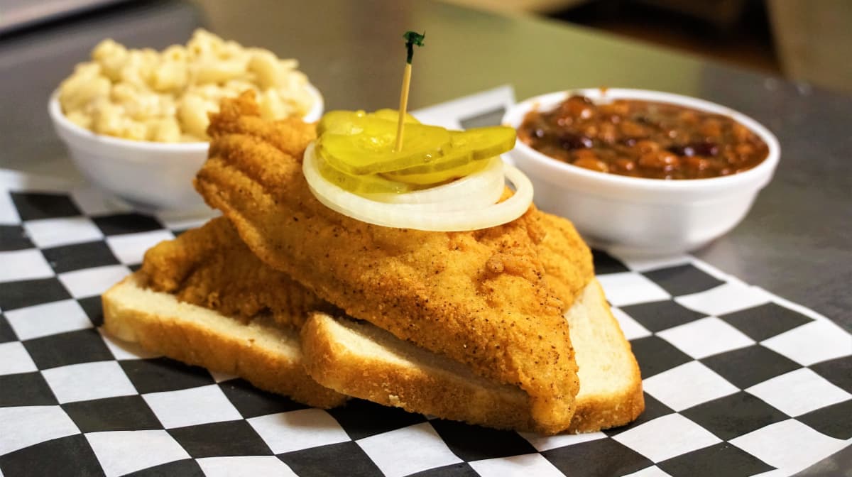 Order Catfish Combo food online from Jp's Hot Chicken store, Oak Grove on bringmethat.com