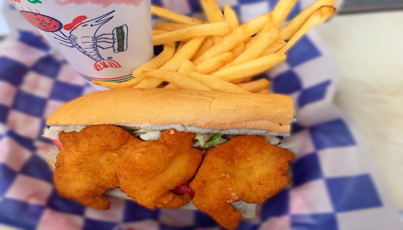 Order (#5) Combo 6" Shrimp Po Boy - Combo food online from Village Pizza & Seafood store, Texas City on bringmethat.com
