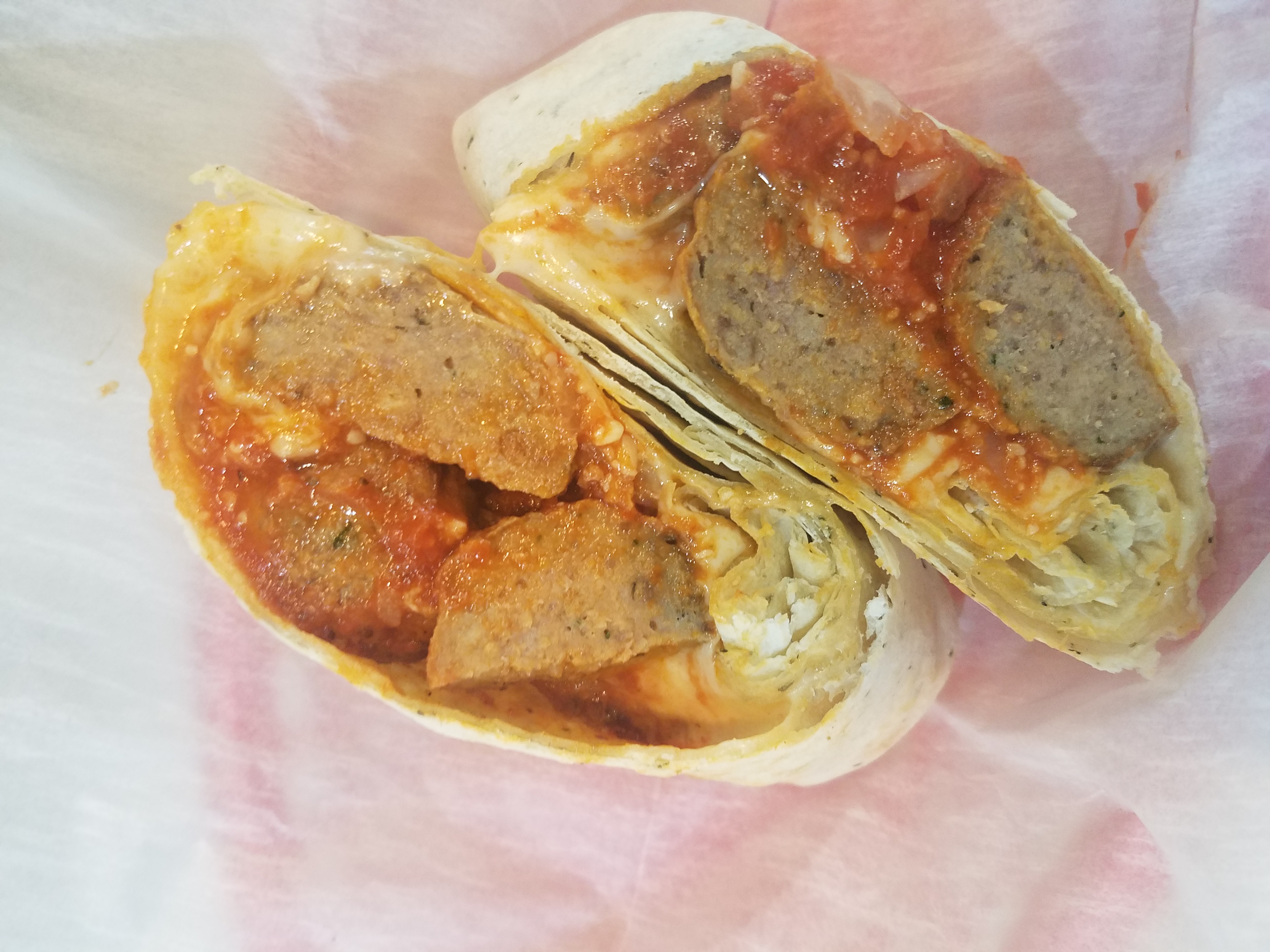 Order Italian Parm Wrap w/ Meatballs food online from Island Smoothie Cafe store, Bethpage on bringmethat.com