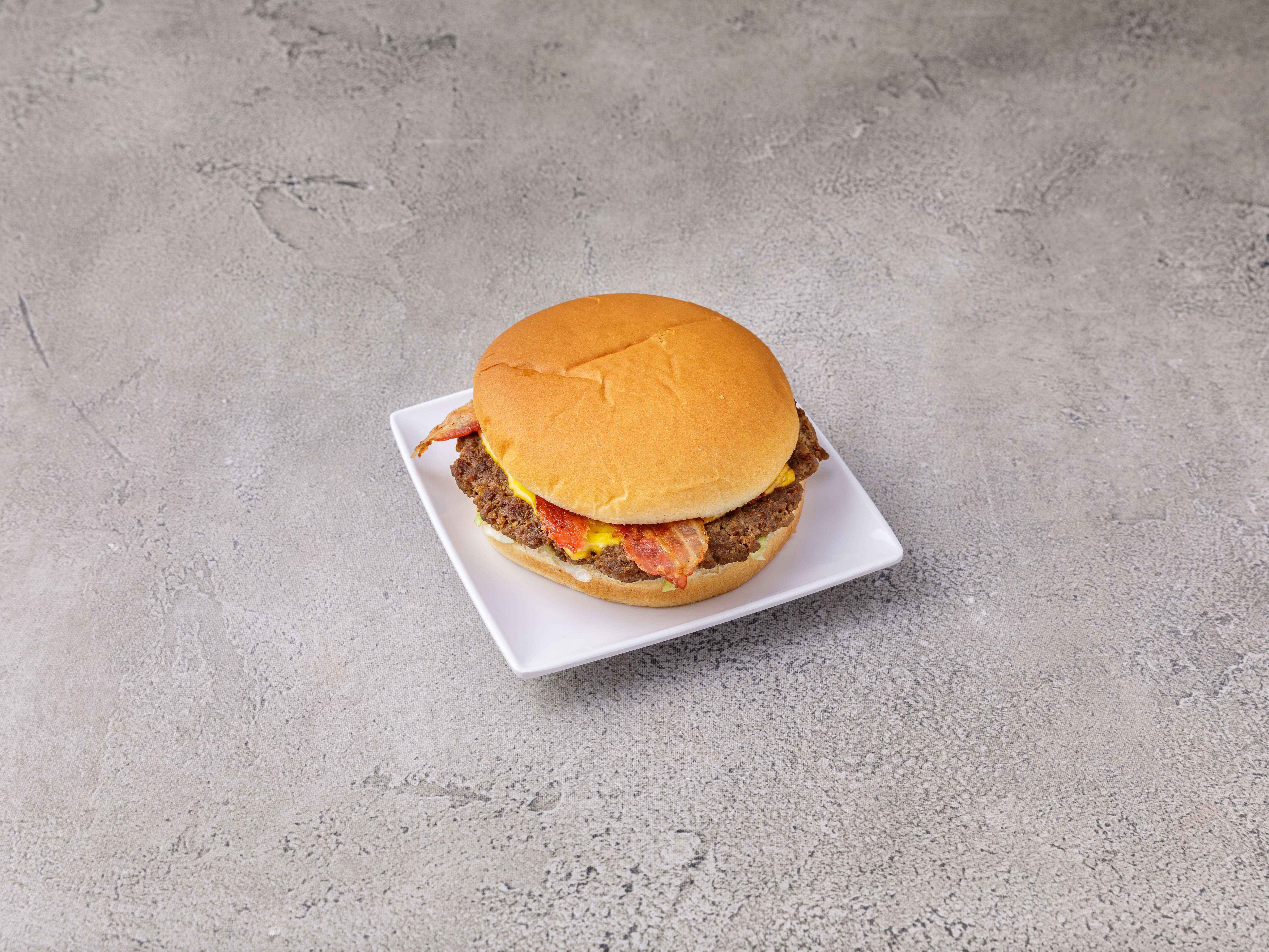 Order T.R. Bacon Burger food online from Trak Gyro & Burgers store, Richmond on bringmethat.com