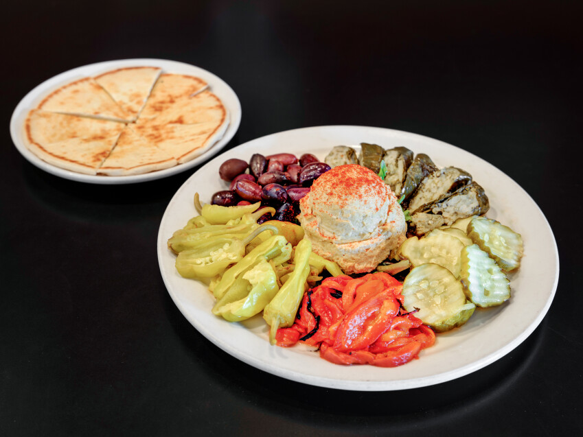 Order Mezze Platter food online from Morning Glory Farm Fresh Cafe store, Lafayette on bringmethat.com