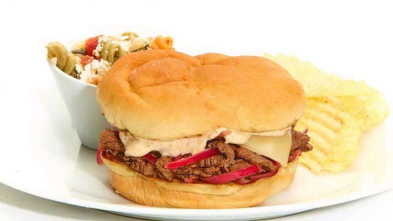 Order Grilled Beef Tender Sandwich food online from Taziki Mediterranean Cafe store, Nashville on bringmethat.com