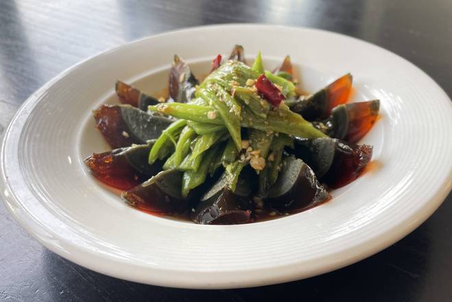 Order Century Egg w/Hot Pepper 川椒皮蛋 food online from Dongpo Restaurant store, Arcadia on bringmethat.com