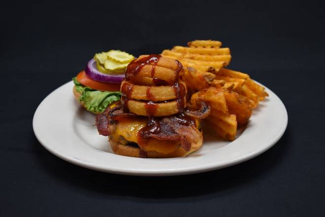 Order Outdoor BBQ Deck Burger food online from Aspen Tap House store, Champaign on bringmethat.com