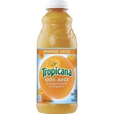 Order Tropicana 100% Orange Juice (32 oz) food online from Goodees Cravings store, Marietta on bringmethat.com