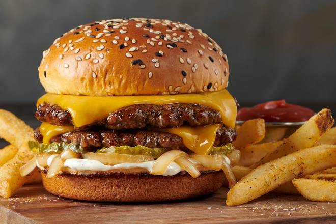 Order DOUBLE SMASHED CHEESEBURGER food online from 54th Street Restaurant & Drafthouse - store, McKinney on bringmethat.com