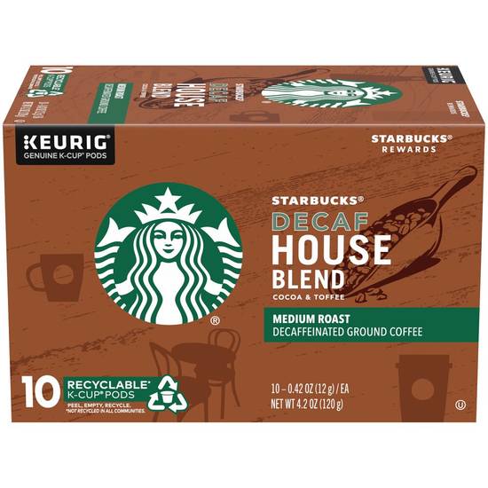 Order Starbucks Medium Roast Decaf House Blend Coffee K-Cup Pods, 10 CT food online from CVS store, Tulsa on bringmethat.com
