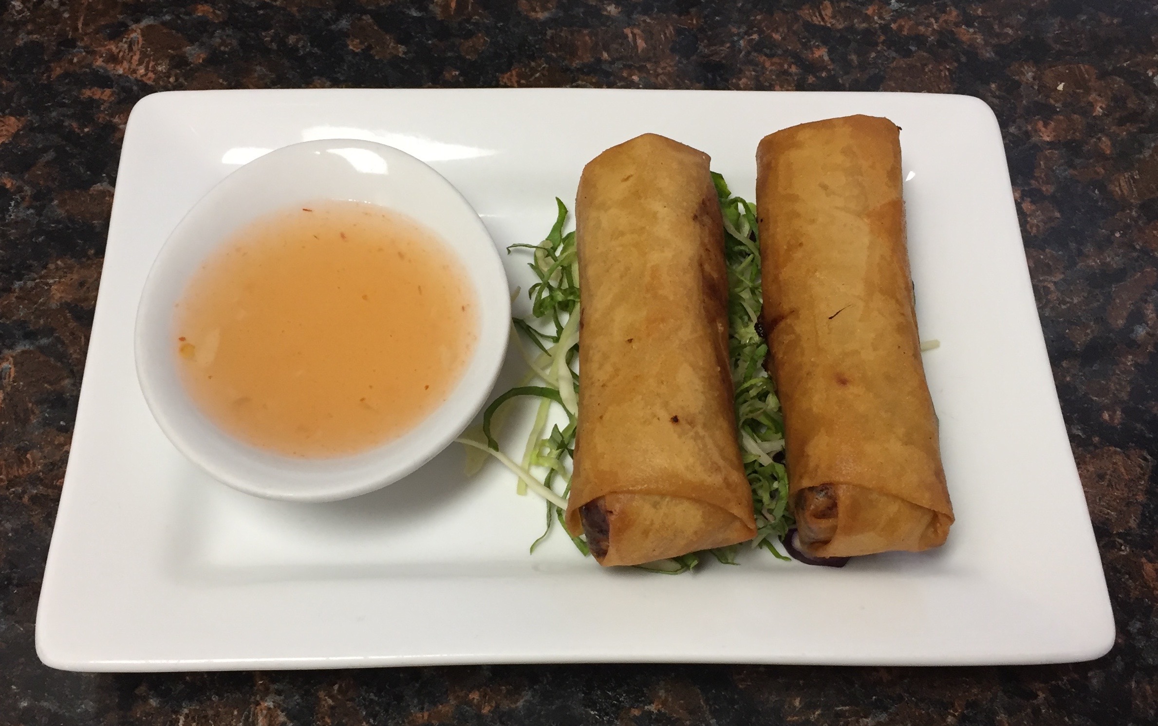 Order Crispy Spring Rolls - Traditional (with chicken) food online from Esaan Thai Restaurant store, York on bringmethat.com
