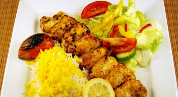 Order 14. Boneless Chicken Kabob food online from Safir Mediterranean Cuisine store, Woodland Hills on bringmethat.com