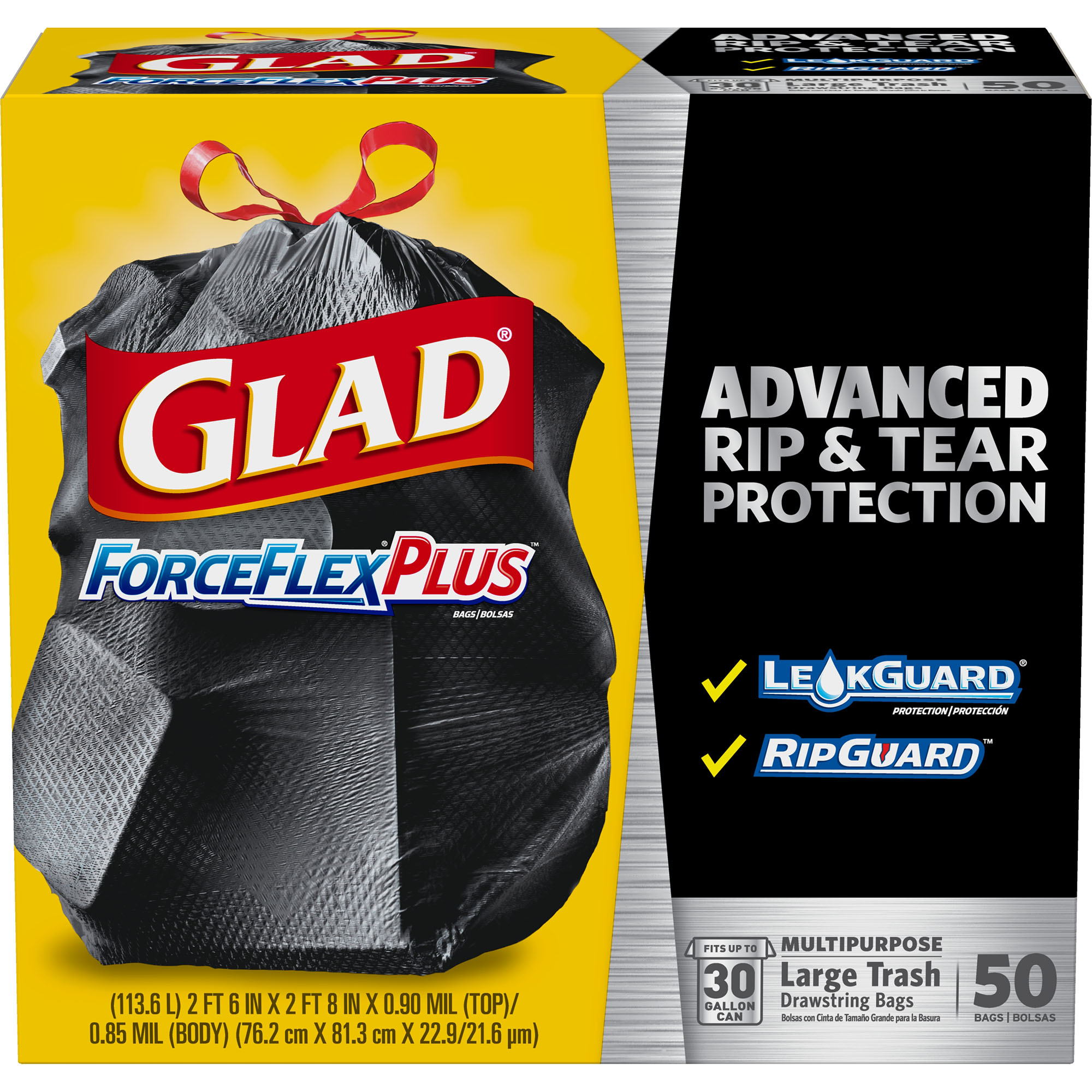 Order Glad ForceFlexPlus Drawstring Large Trash Bags, 30 Gallon - 50 ct food online from Rite Aid store, Cathedral City on bringmethat.com