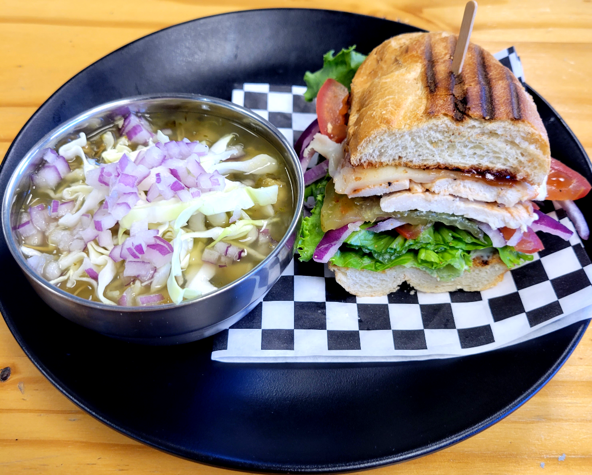 Order 1/2 Sandwich and Soup food online from Oasis Deli store, San Jose on bringmethat.com