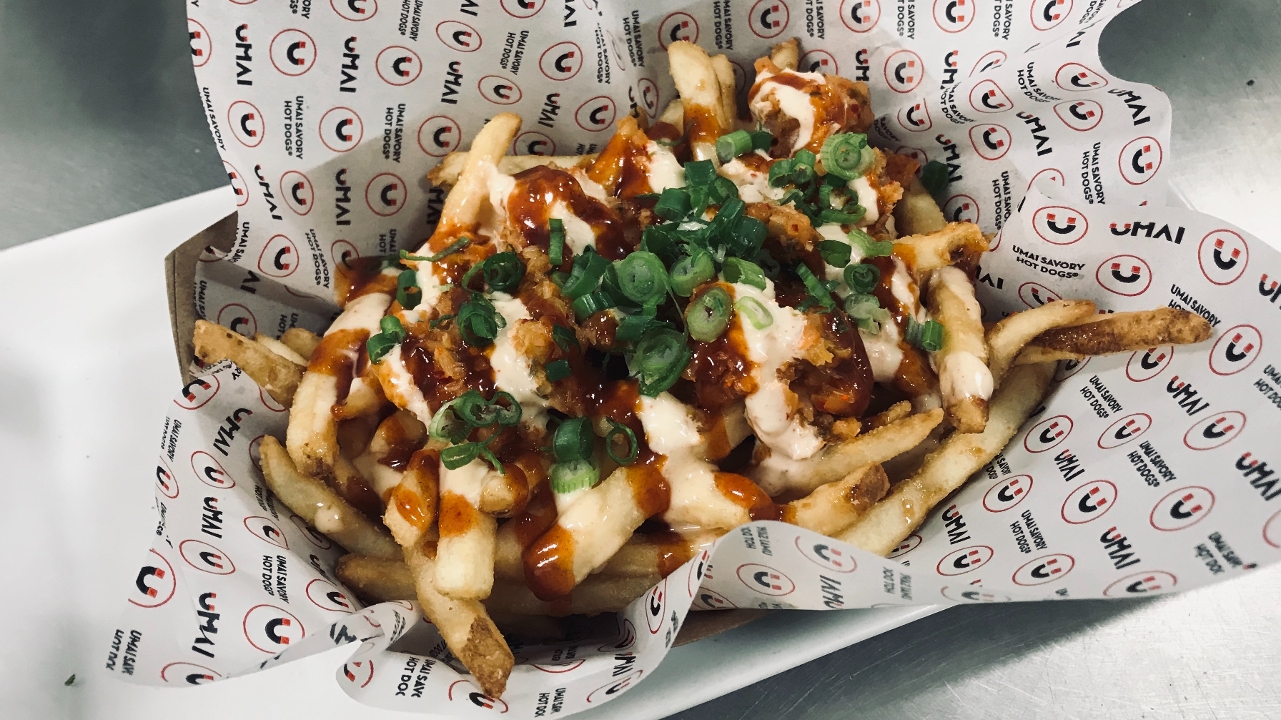 Order Kimchi Fries food online from Umai Savory Hot Dogs store, San Jose on bringmethat.com