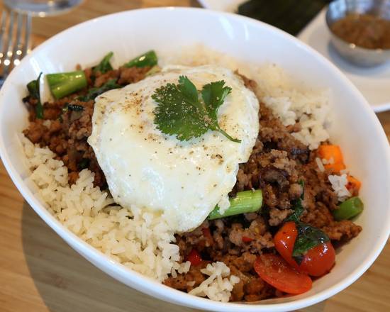 Order Bangkok Street Rice (Pad Grapao)  food online from Malai Kitchen store, Dallas on bringmethat.com