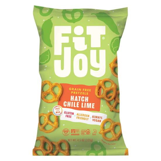 Order FitJoy Hatch Chile Lime Grain Free Pretzel Twists 4.5oz food online from Everyday Needs by Gopuff store, Baton Rouge on bringmethat.com
