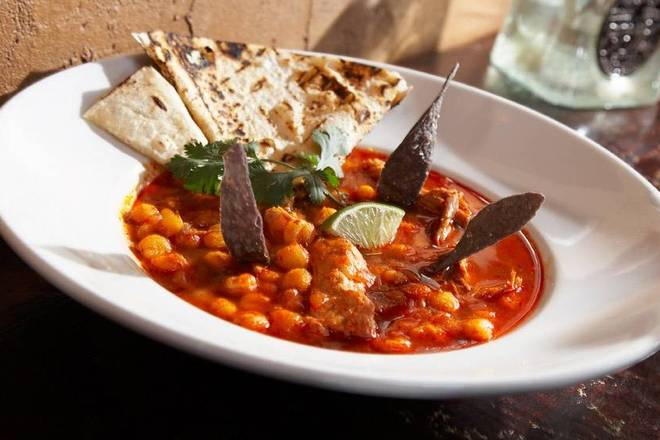 Order Traditional Posole Soup food online from Agave Restaurant store, Atlanta on bringmethat.com