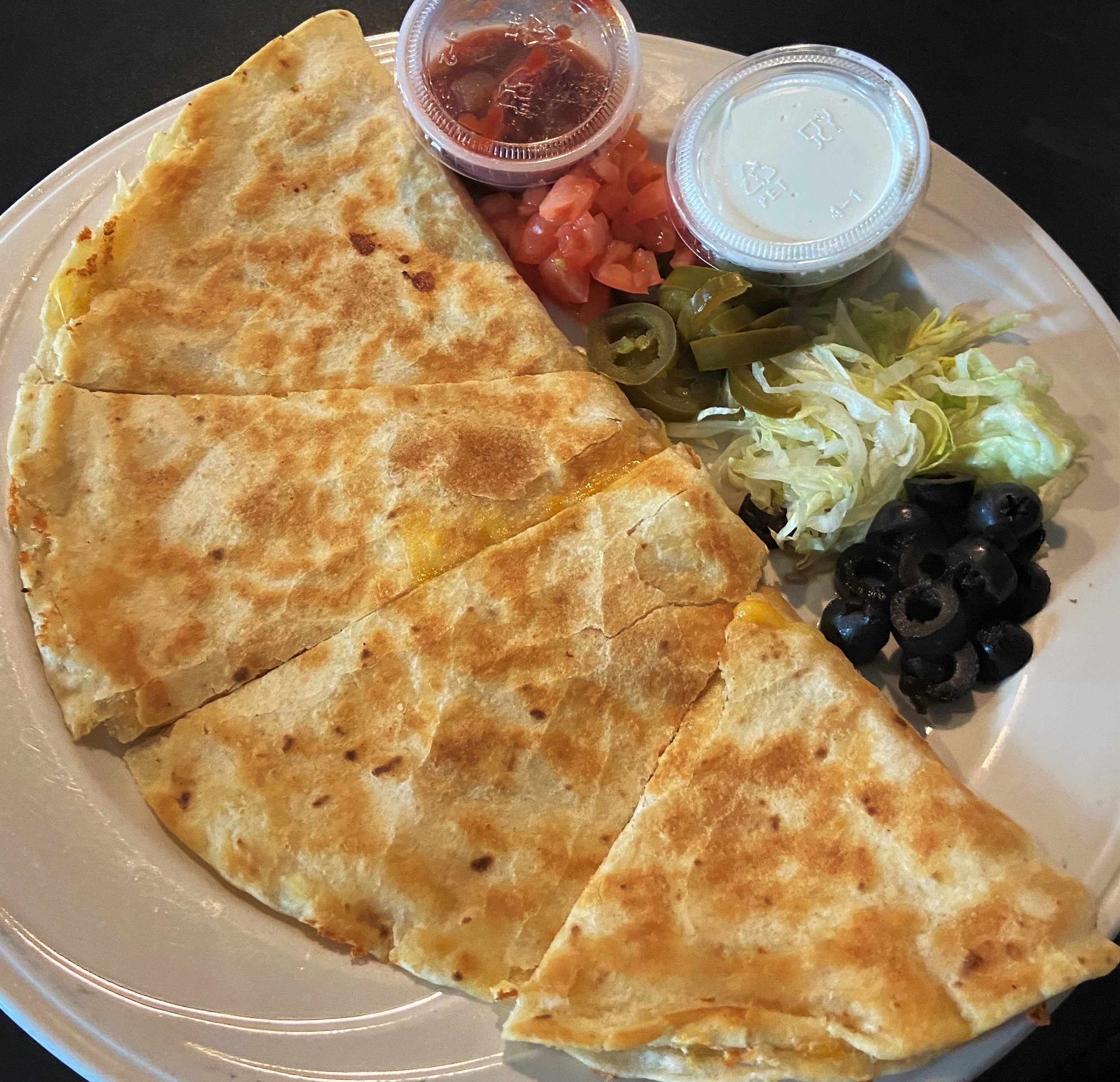 Order Quesadilla 3 Cheese  food online from Juanito Mexican Grill store, Riviera Beach on bringmethat.com