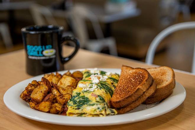 Order Greek Omelet food online from Eggs Up Grill store, Fort Mill on bringmethat.com