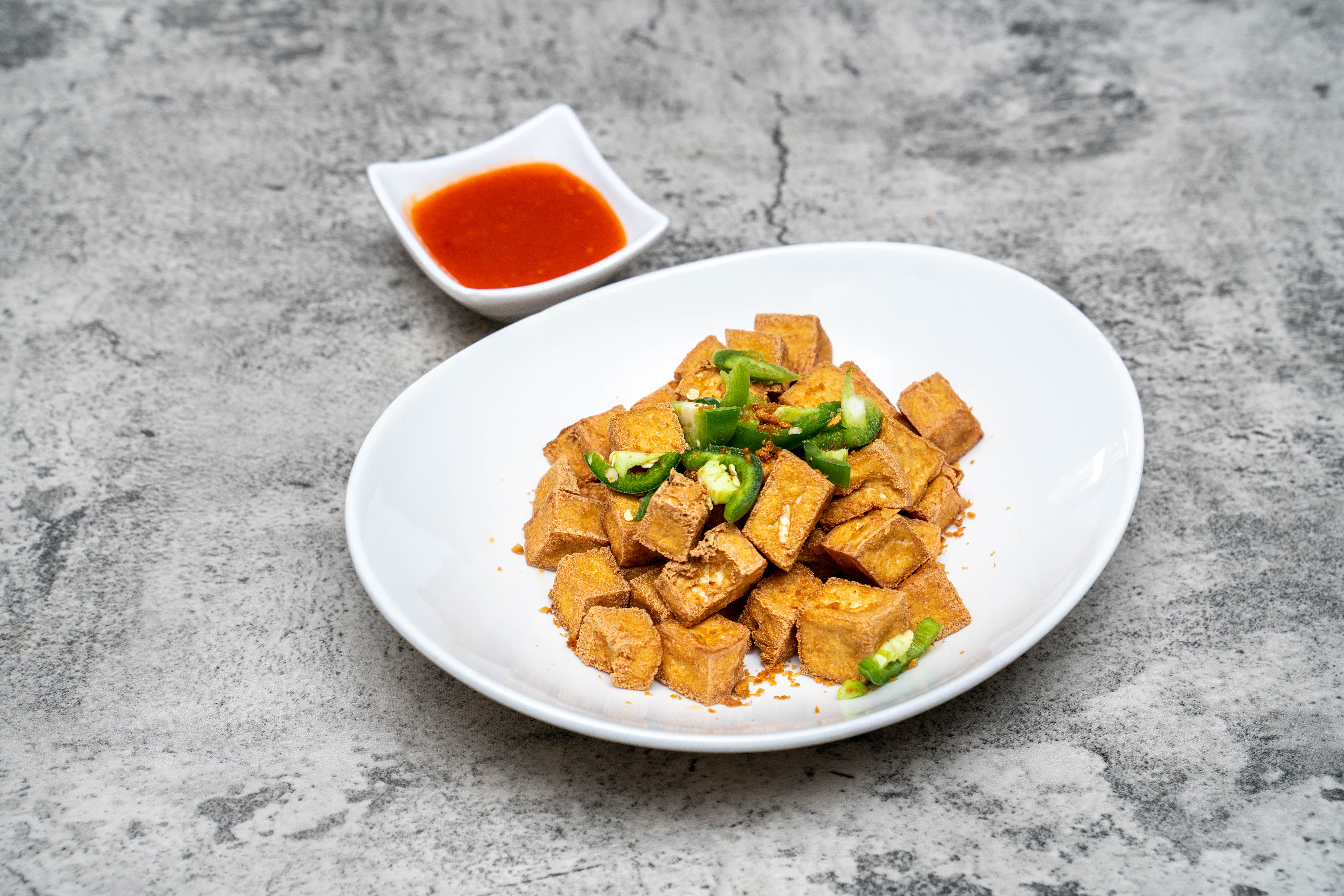 Order Fried Tofu food online from Experience Burma Restaurant & Bar store, Pleasanton on bringmethat.com