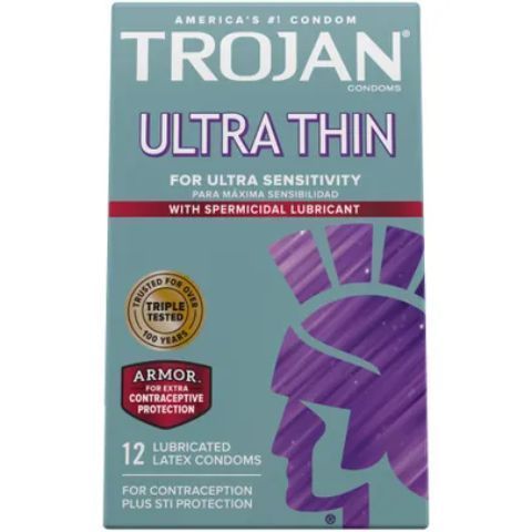 Order Trojan Ultra Thin Spermicidal 3 Count food online from 7-Eleven store, Littleton on bringmethat.com