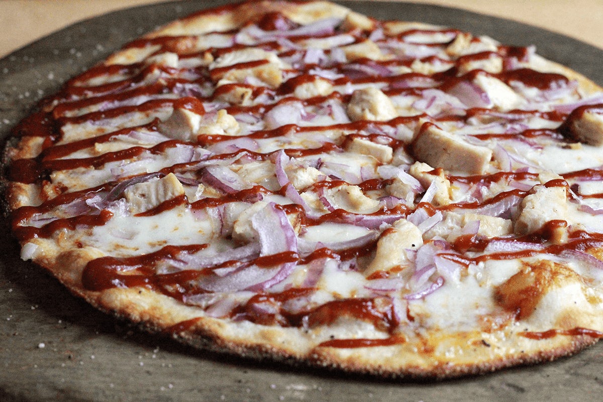 Order Bold BBQ Chicken Pizza food online from Pizzarev River Walk store, Bakersfield on bringmethat.com