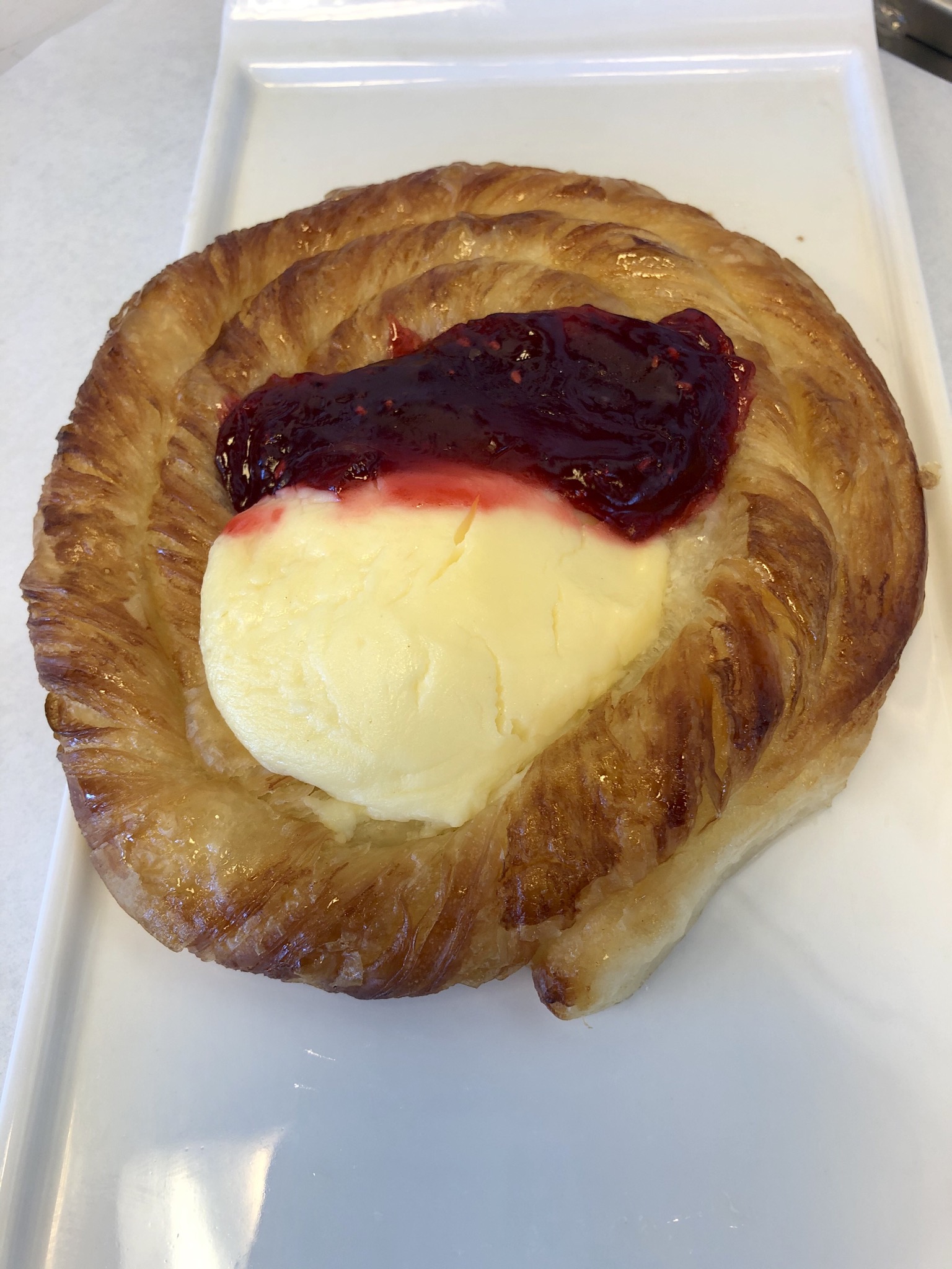 Order Raspberry Cheese Danish food online from Dore Bakery store, Brentwood on bringmethat.com