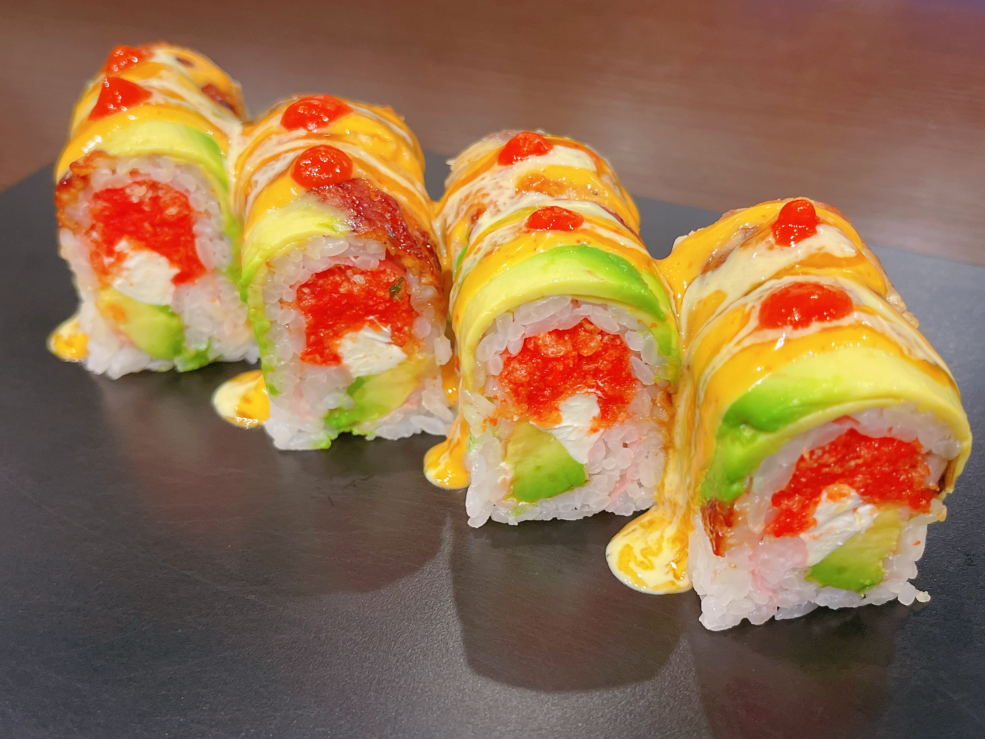 Order 3. Captain America (RAW) food online from Hachi Sushi store, Loves Park on bringmethat.com