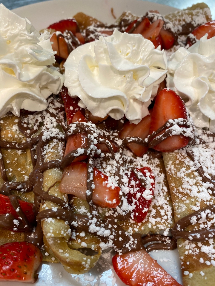 Order Strawberry Nutella Crepes food online from Honey Biscuit Breakfast & Lunch store, Mount Prospect on bringmethat.com