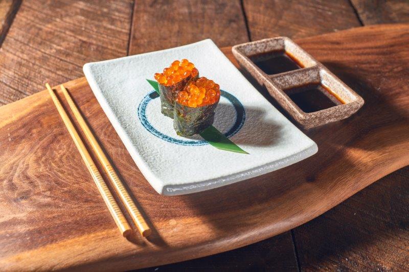 Order Ikura Nigiri food online from Rocket Sushi store, San Francisco on bringmethat.com