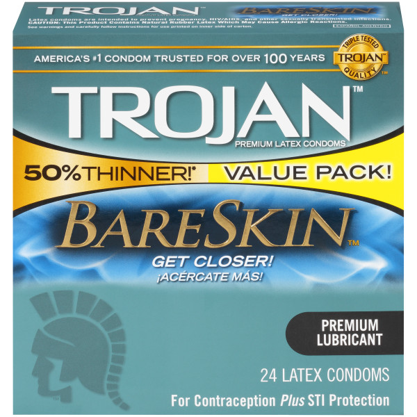 Order Trojan Condom Sensitivity Bareskin Lubricated - 2.4 oz - 24 ct food online from Rite Aid store, CORNING on bringmethat.com