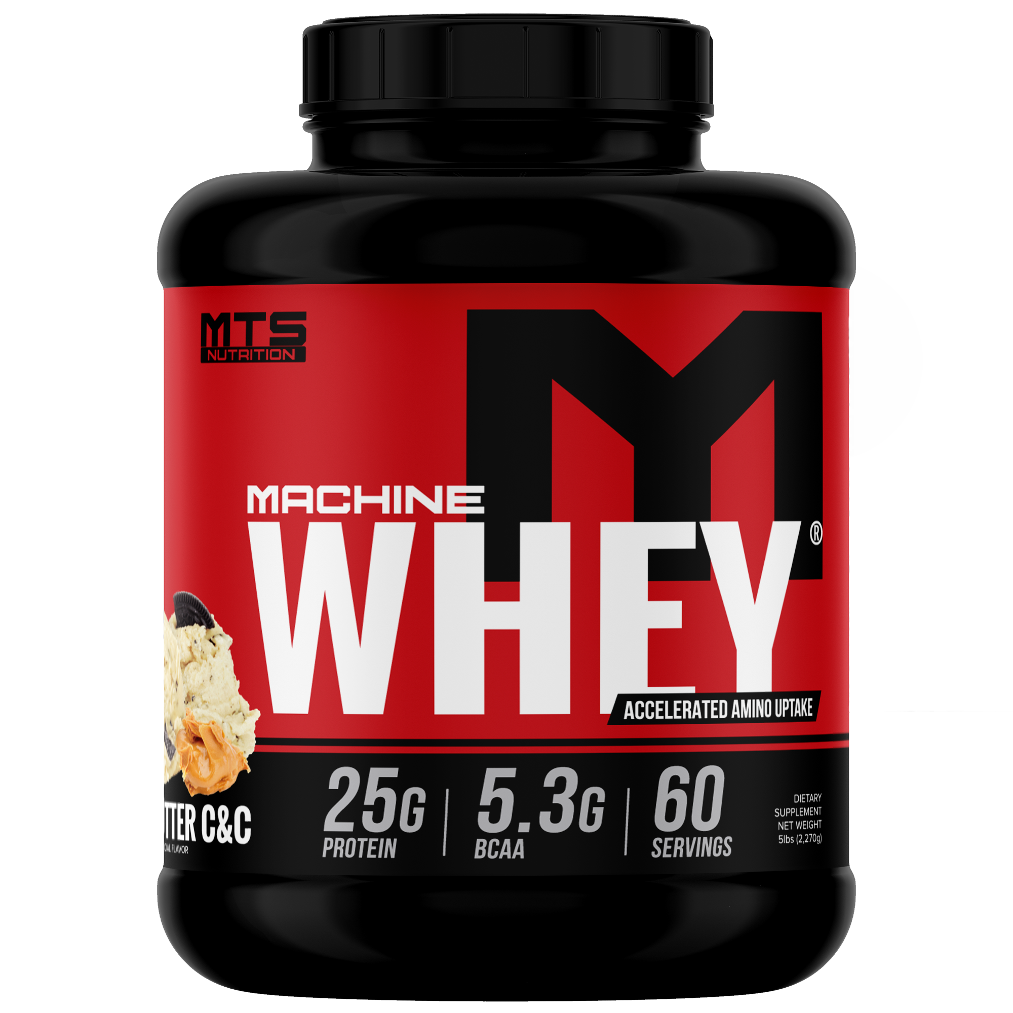 Order 5 lb. Peanut Butter Cookies and Cream Machine Whey food online from Tigerfitness.Com store, Loveland on bringmethat.com