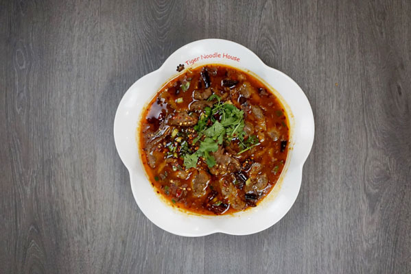 Order Spicy Poached Beef food online from Tiger Noodle House store, Houston on bringmethat.com
