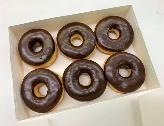 Order Half Dozen Chocolate (6 PCS) food online from Good Donuts store, Fort Worth on bringmethat.com