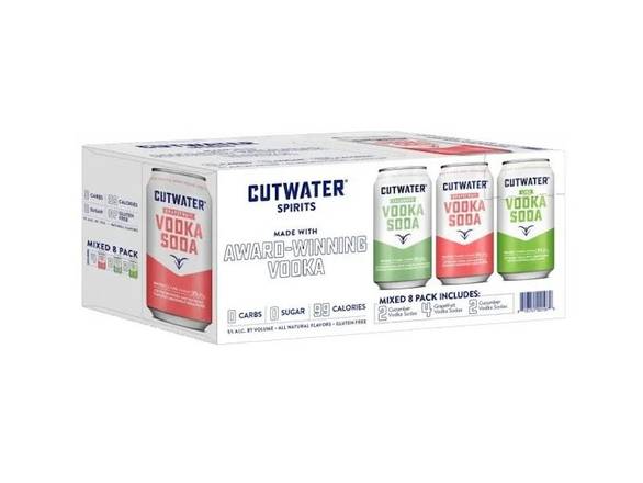 Order Cutwater Vodka Soda Variety Pack - 8x 12oz Cans food online from Josh Wines & Liquors Inc store, New York on bringmethat.com