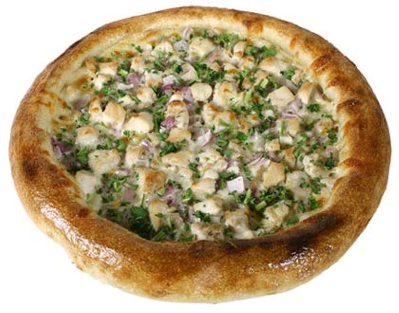 Order Garlic Chicken Pizza - Personal 7'' (4 Slices) food online from Crispy Crust store, Los Angeles on bringmethat.com