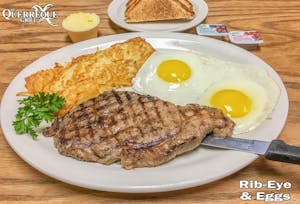 Order Rib-Eye Steak & Eggs food online from El Querreque Grill store, Laredo on bringmethat.com