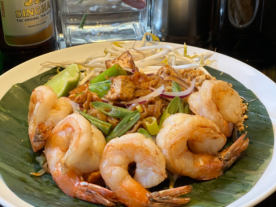 Order Sukothai Jumbo Shrimp Pad Thai food online from 9 Tastes store, Cambridge on bringmethat.com