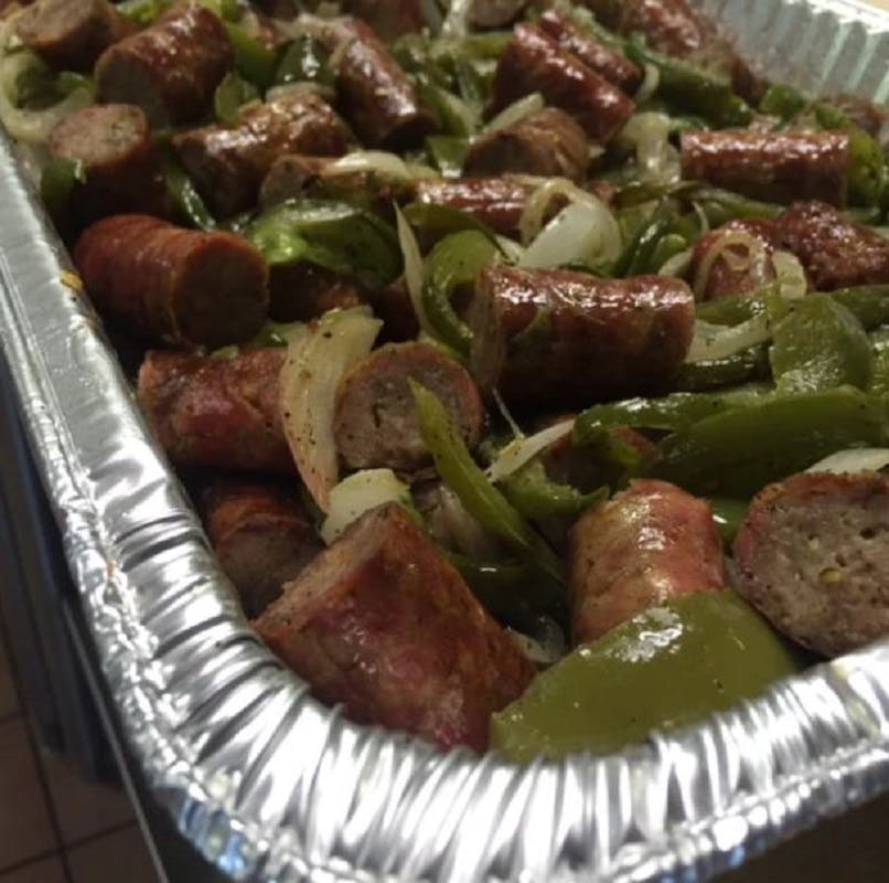 Order Sausage, Peppers & Onions Catering - Half Tray (8-12 People) food online from Lunetta pizza store, New York on bringmethat.com