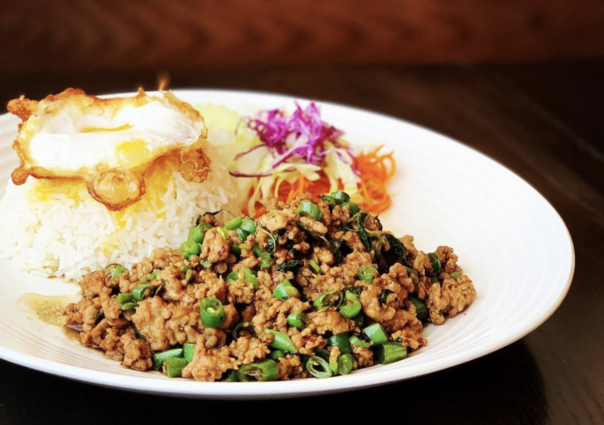 Order Khao Ka Prow Moo food online from Lemongrass Thai Eatery store, Dallas on bringmethat.com