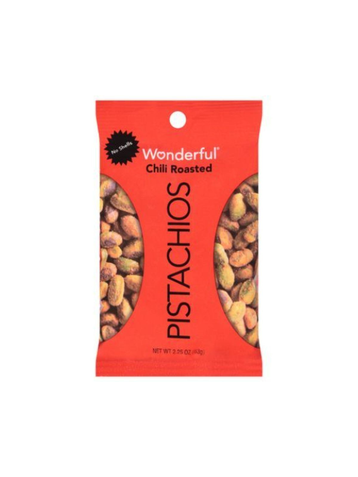 Order Wonderful Pistachios Chili Roasted (2.25 oz) food online from Goodees Cravings store, Los Angeles on bringmethat.com