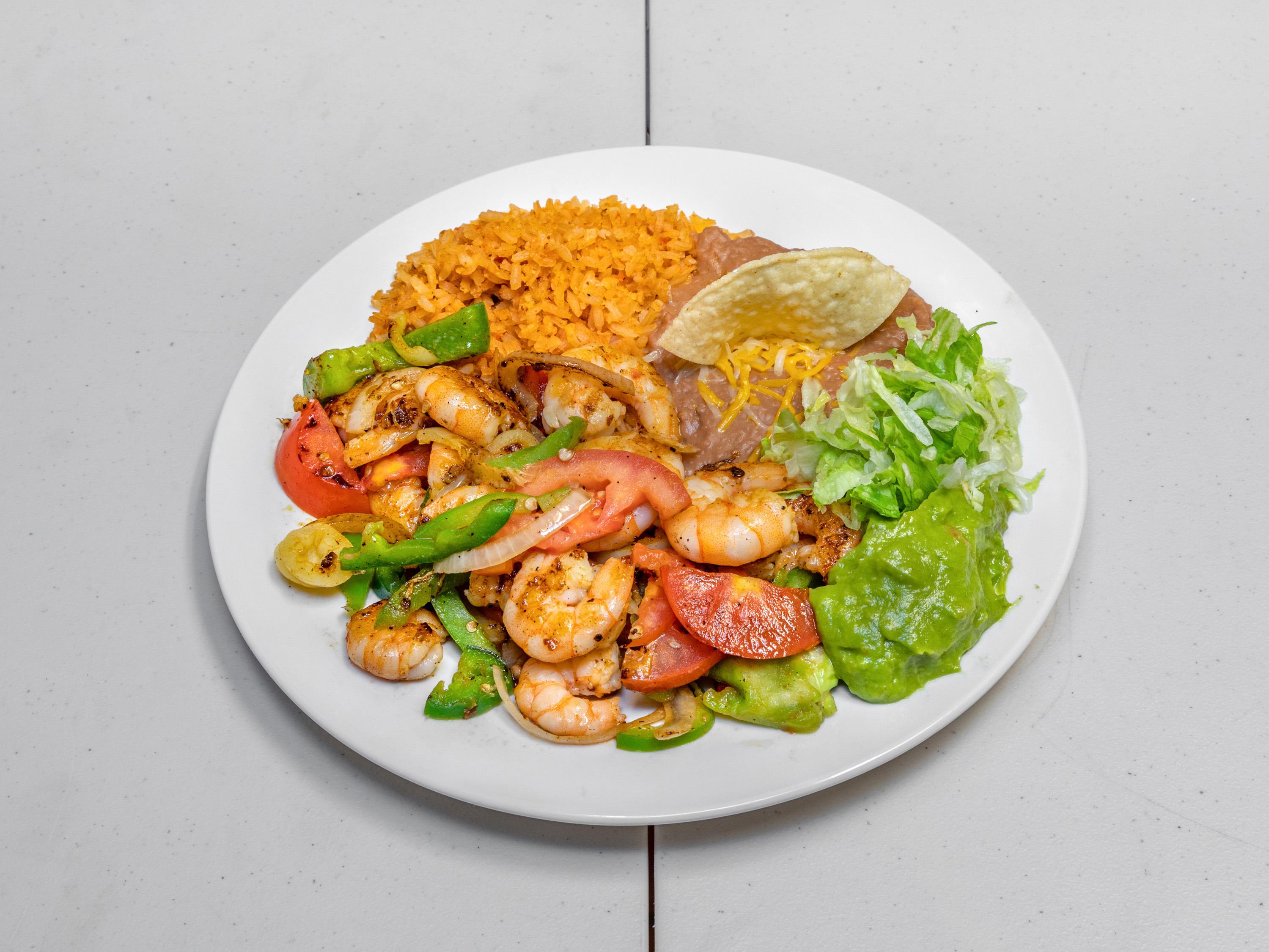 Order 23. Shrimp Fajitas Combo Plate food online from Adalberto Mexican store, Scottsdale on bringmethat.com