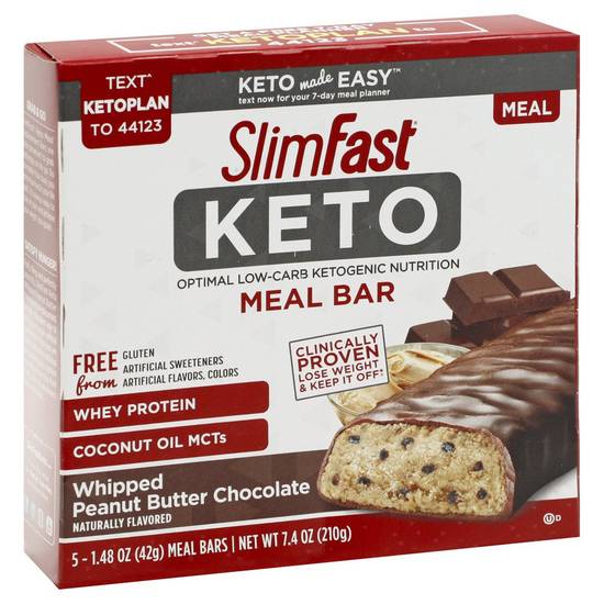 Order Slimfast Keto Meal Replacement Bar Whipped Peanut Butter 1.48 oz each (5 pk) food online from Rite Aid store, Warren on bringmethat.com