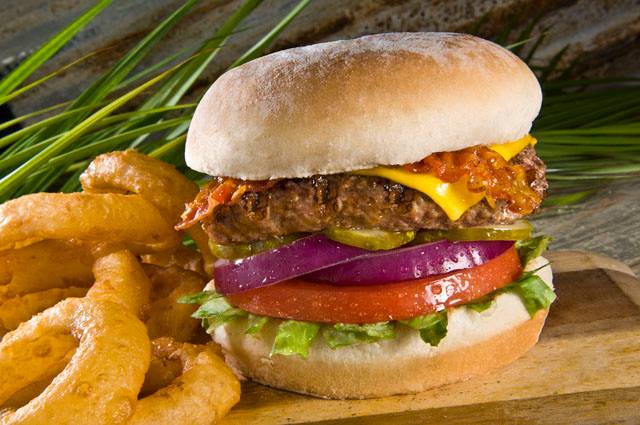 Order Half Pound Steak Burger food online from Hurricane Grill & Wings store, Newburgh on bringmethat.com