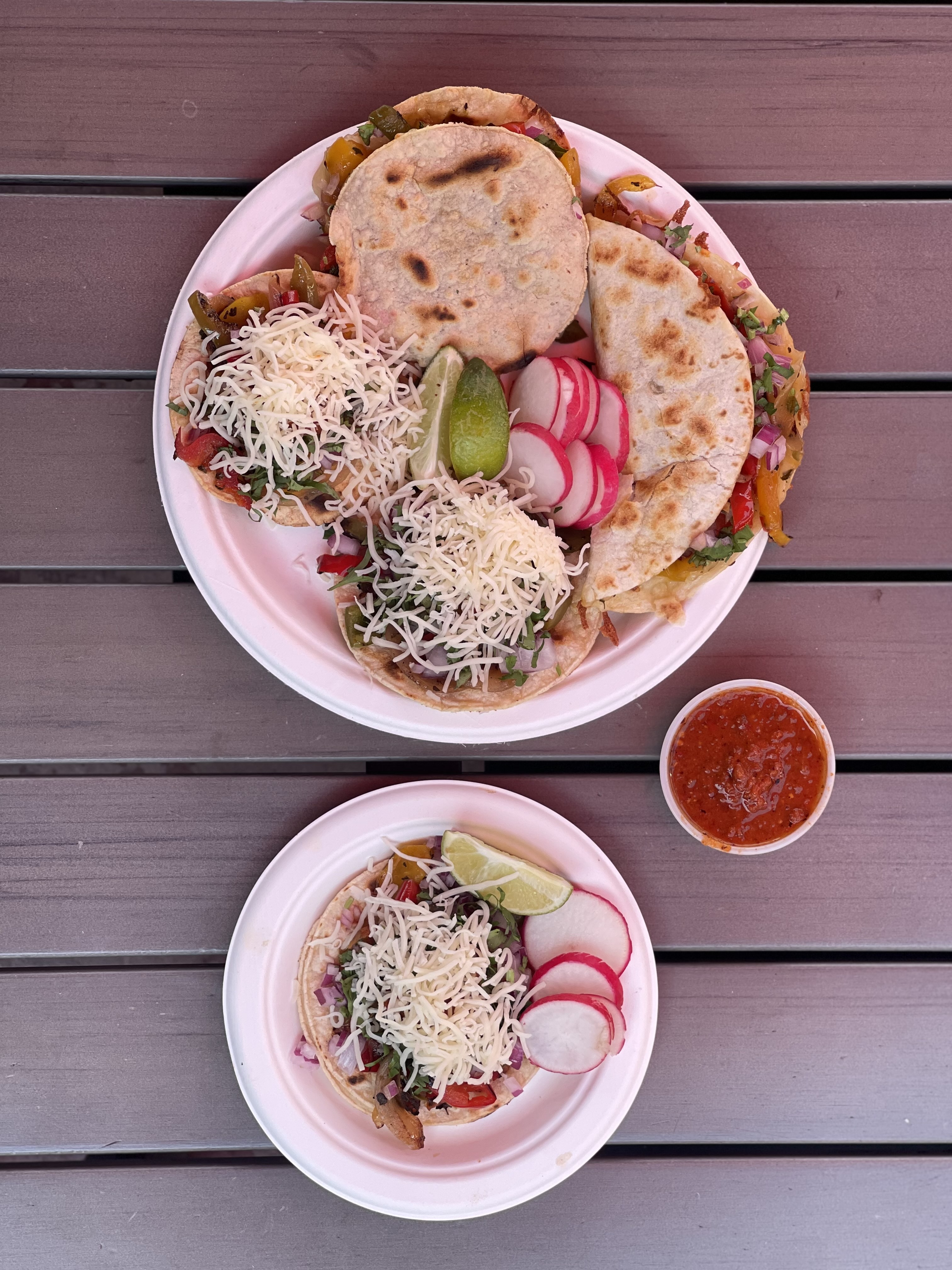 Order Veggie deluxe plate with cheese food online from Teddy Red Tacos store, Venice on bringmethat.com