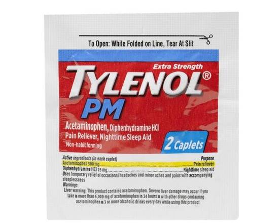 Order Tylenol PM Extra Strength Caplets 2 ct  food online from Pit Stop Liquor Mart store, El Monte on bringmethat.com