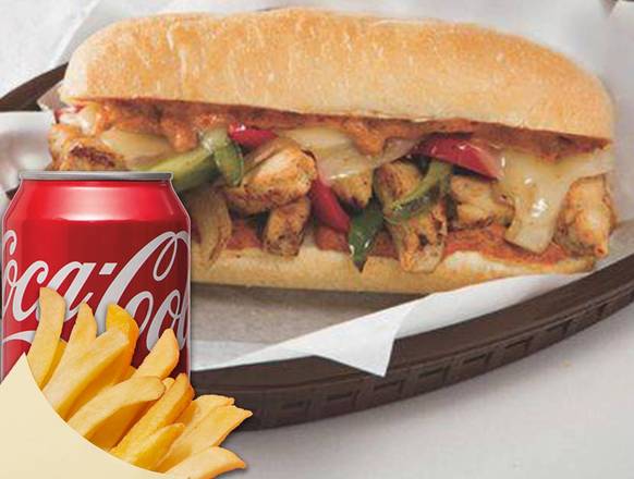 Order Chicken Cheesesteak with Fries & Soda food online from Crown Fried Chicken store, Upper Darby on bringmethat.com