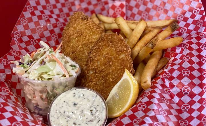 Order 2 Pc Halibut & Fries food online from Toxic Wings store, Eugene on bringmethat.com