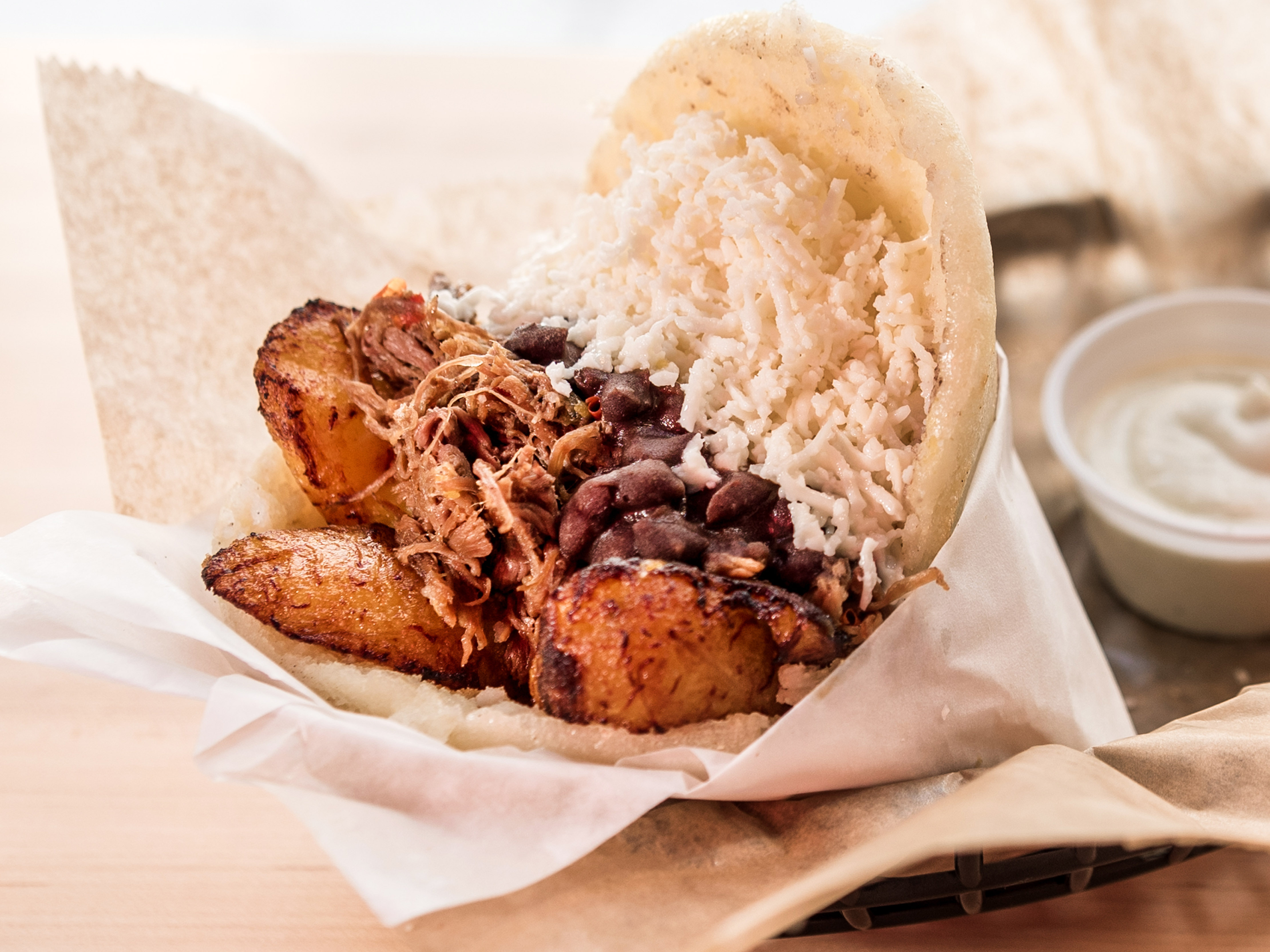 Order 5. Pabellon Arepa food online from Bienmesabe Arepa Bar store, Chicago on bringmethat.com
