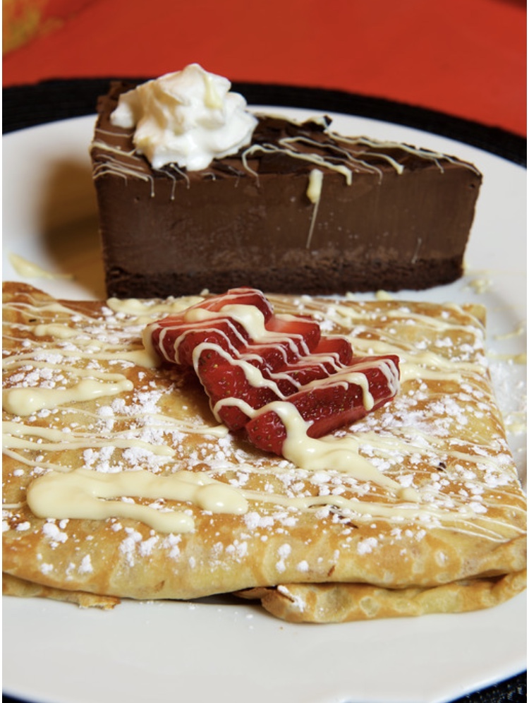 Order Chocolate Mousse, Strawberry, Nutella and Whipped Cream Crepe food online from Creperie store, New York on bringmethat.com
