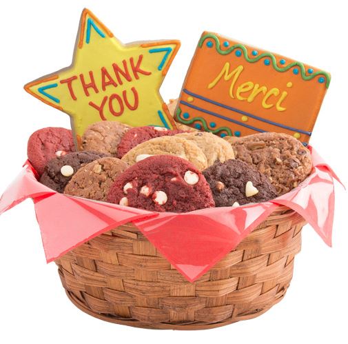 Order W259. Many Thanks Basket food online from Cookies By Design store, Glenview on bringmethat.com